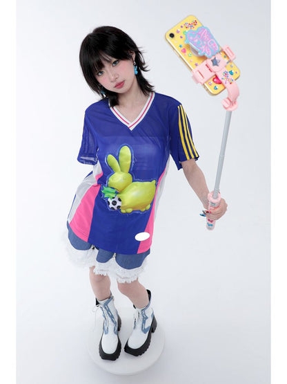 Rabbit Patchwork Short Sleeve Jersey