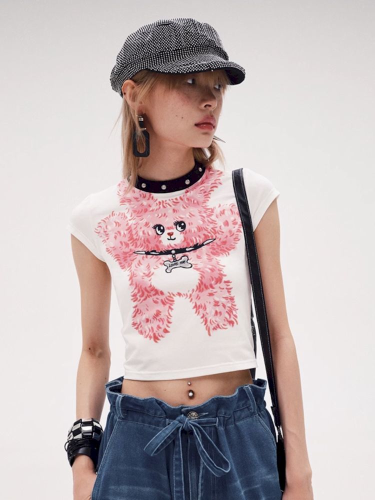 Pink Bunny Print T-Shirt