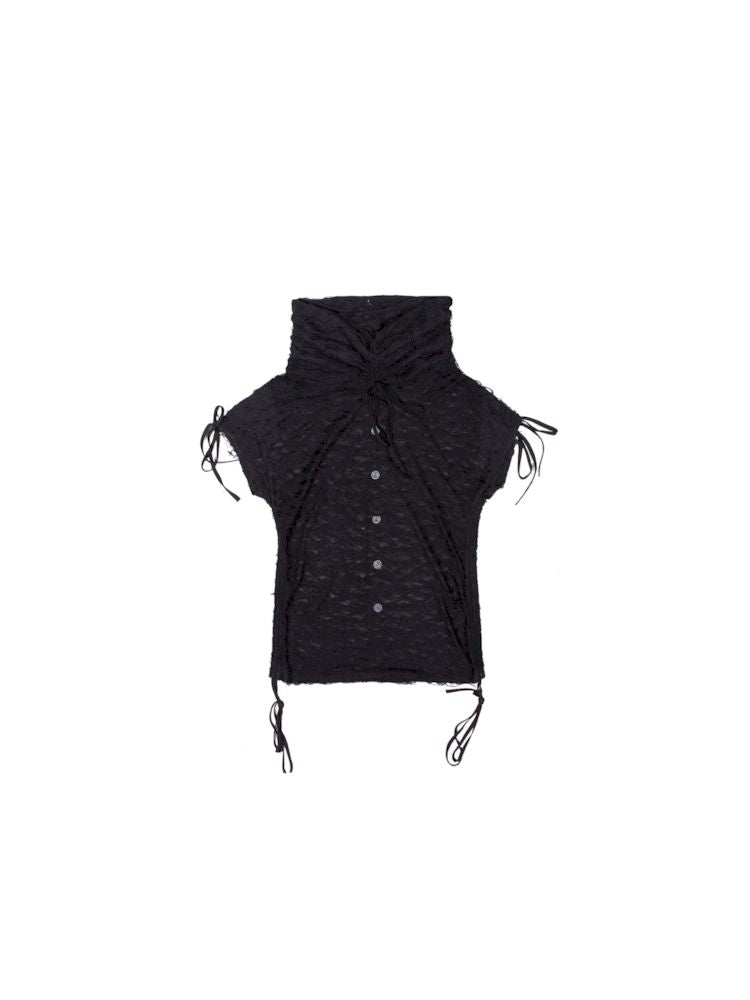 Drawstring Thin Short Sleeve Vest