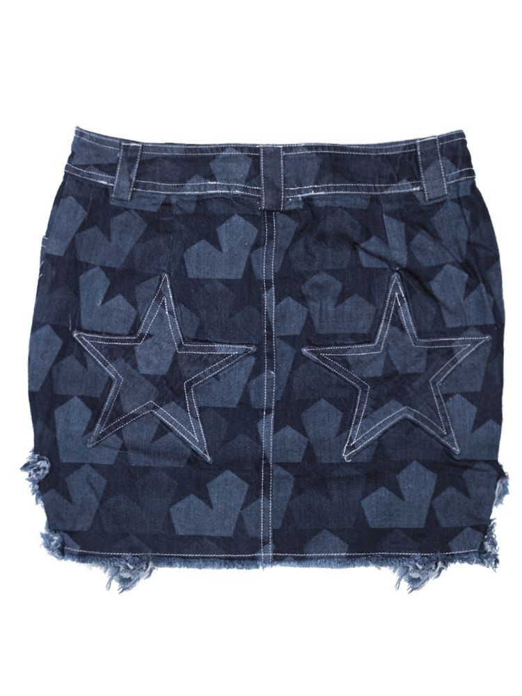 Dark Blue Star Denim Skirt