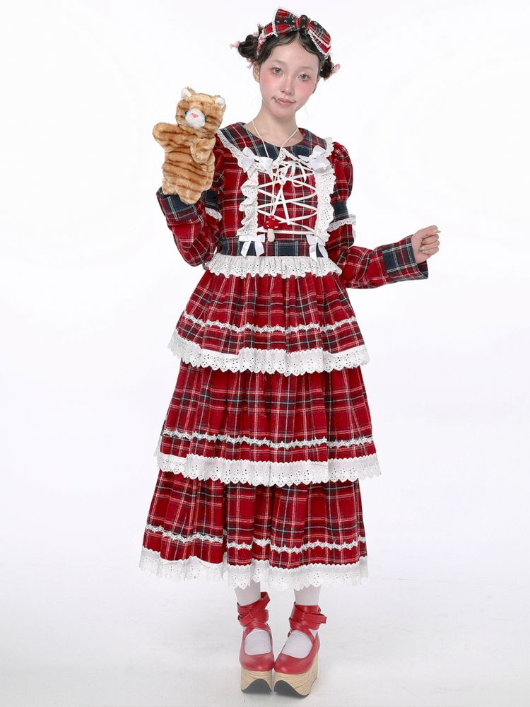 Christmas Red Plaid Cake Dress