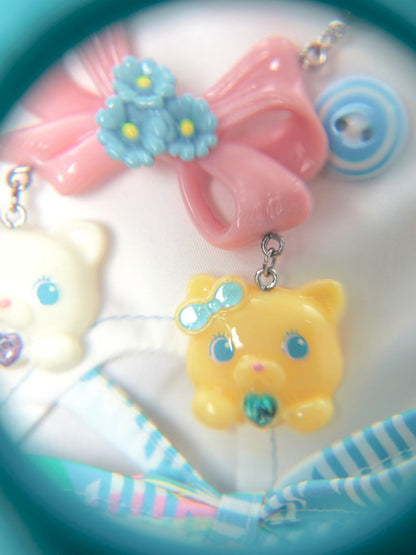 Bow Cat Resin Colourful Beads Necklace