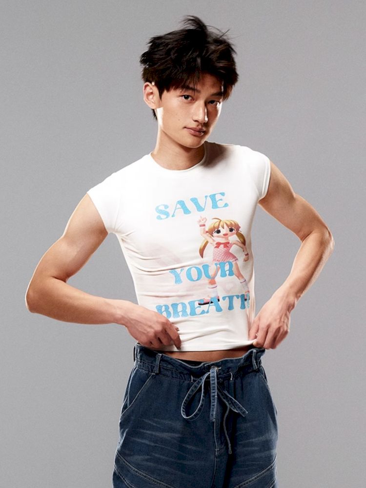 "Save It" Glitter Print T-Shirt