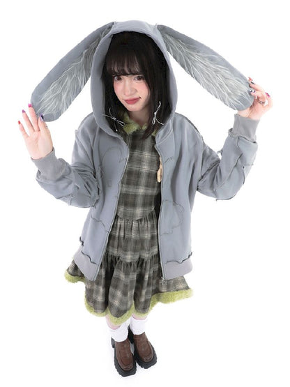 Rabbit Ears Hooded Sweatshirt Cardigan Jacket