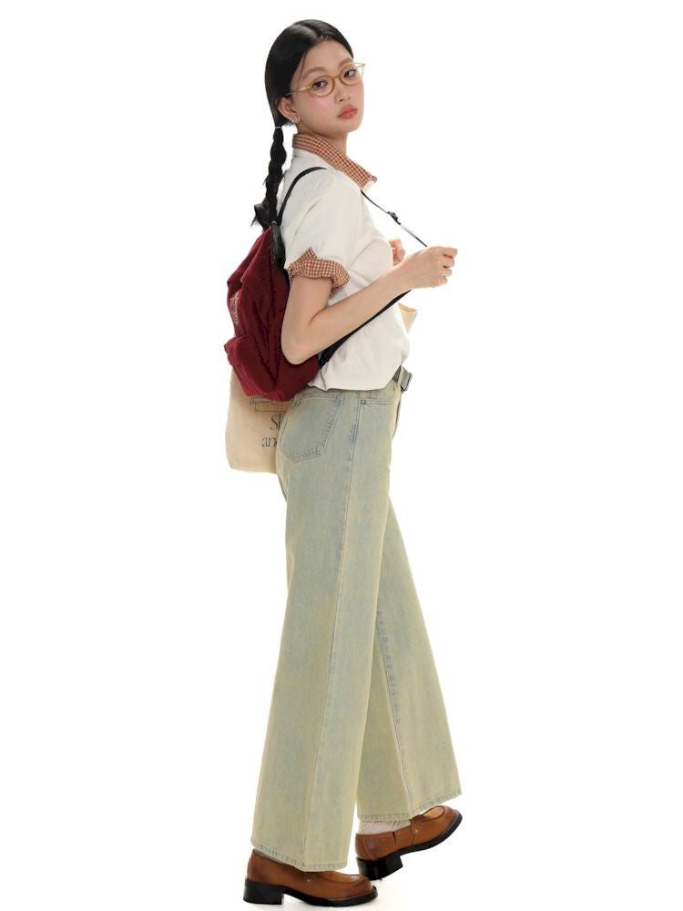 Casual Washed Nostalgia Wide Leg Pants