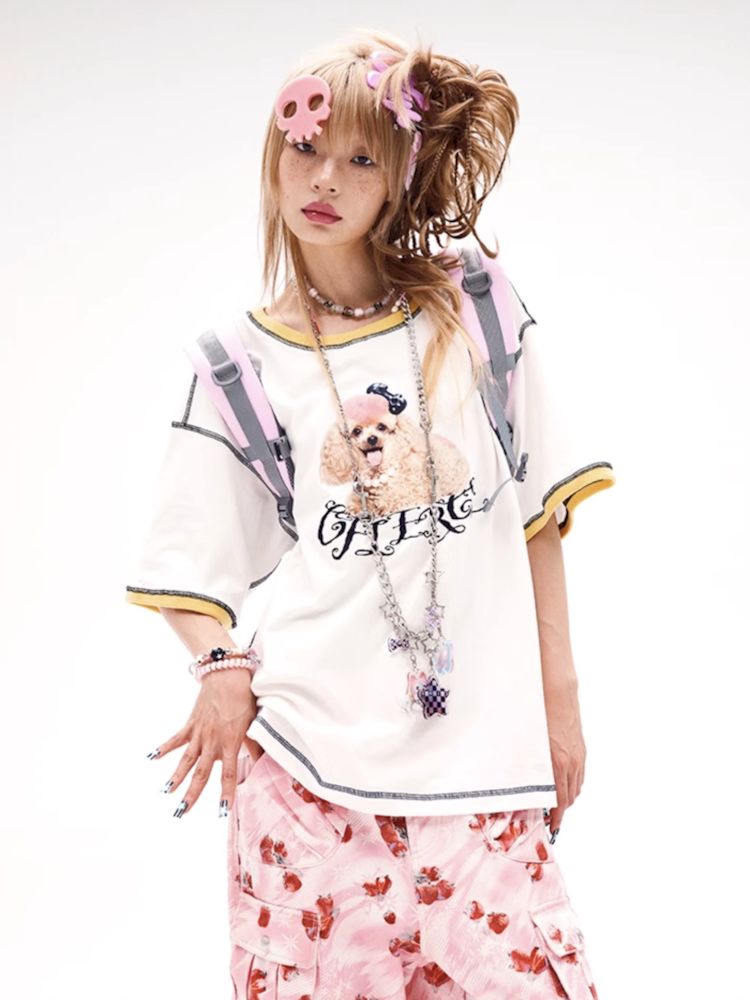 Poodle print loose fit t-shirt