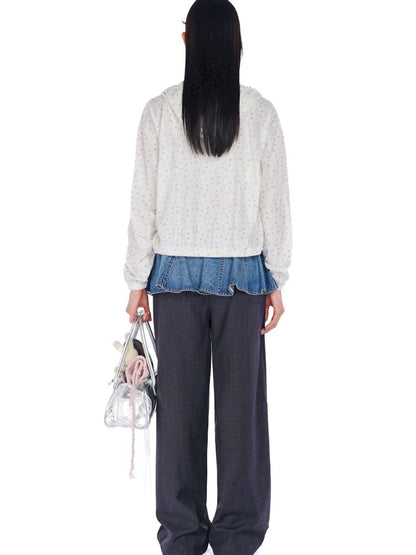 Ultra Short Fart Curtain Patchwork Denim Pants