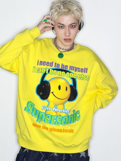 American Casual Street Smiley Loose Pullover