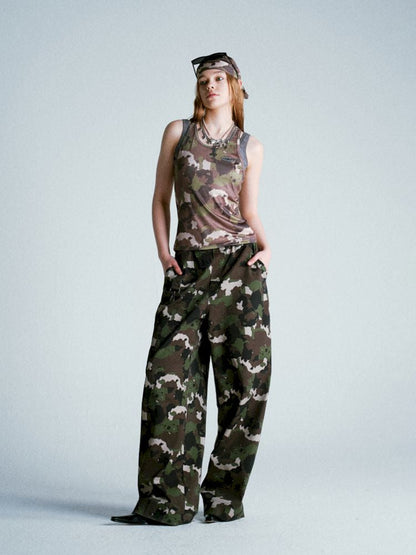 Camouflage I-beam Vest Two Piece Set