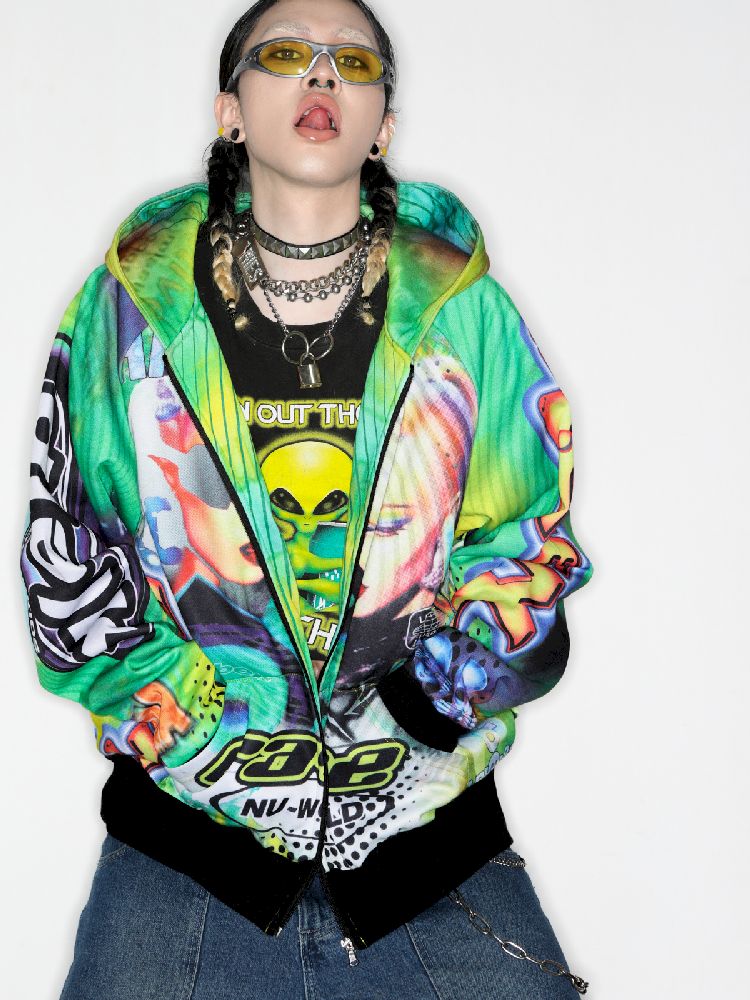 Retro Street Alien Loose Hooded Jacket