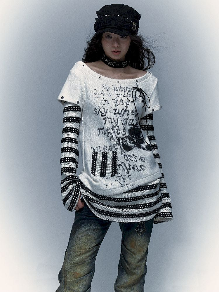 Striped Printed Long Sleeve T-Shirt