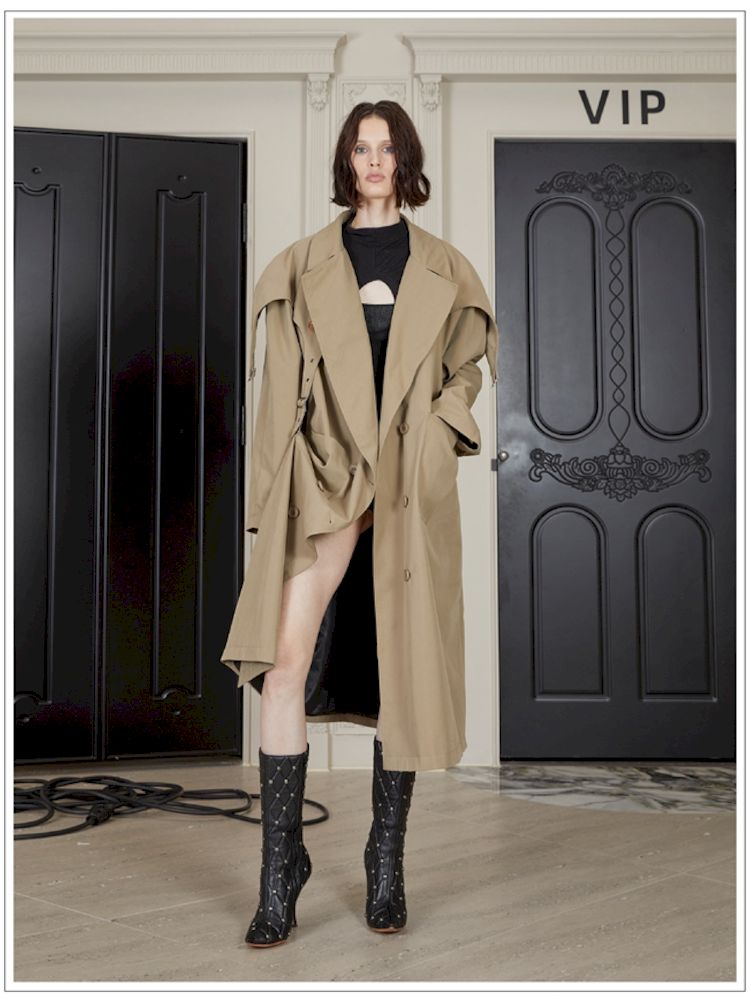 Double Breasted Buckle Strap Trench Coat