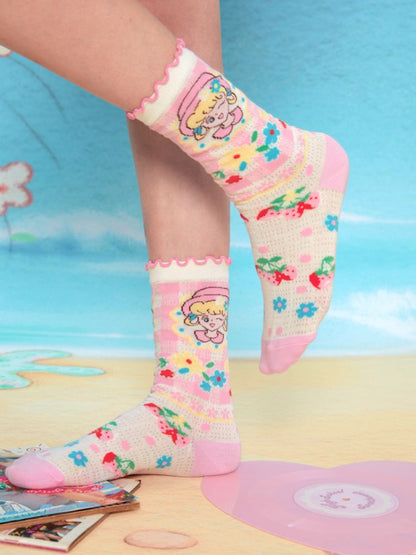 Plaid Cat Beauty Mid-calf Socks