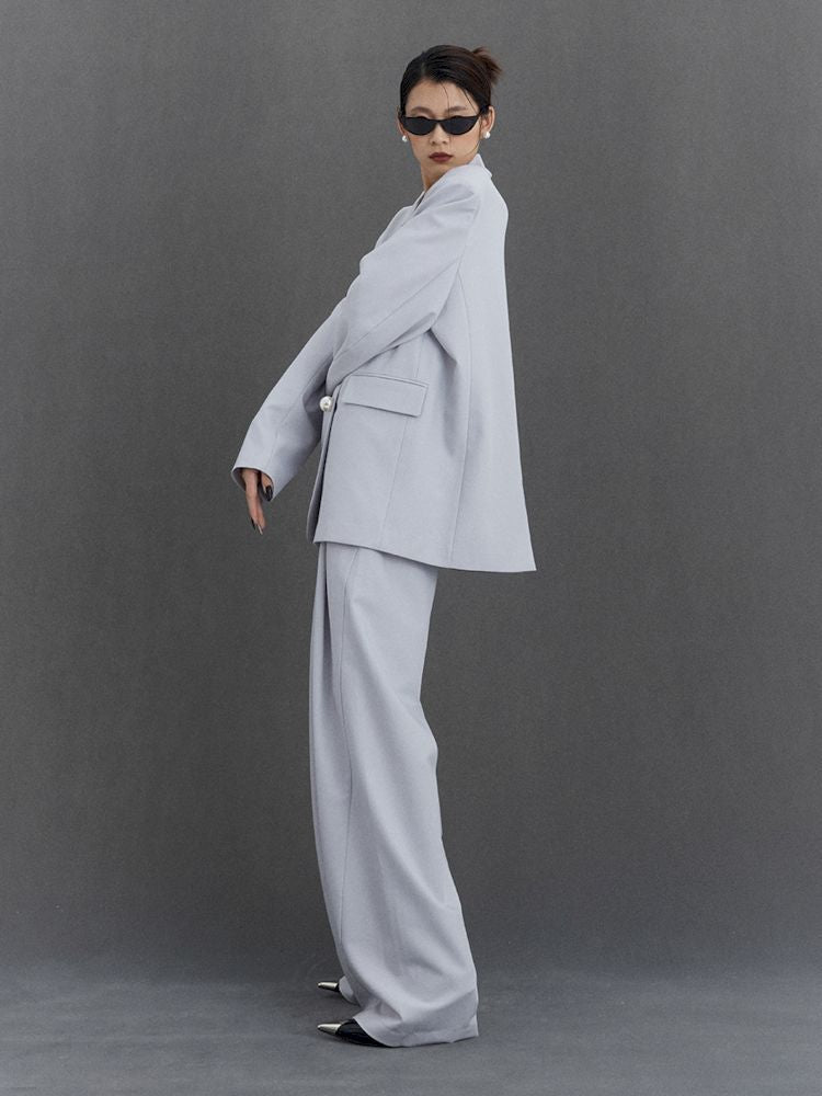 Pinch Pleat Wide Leg Suit