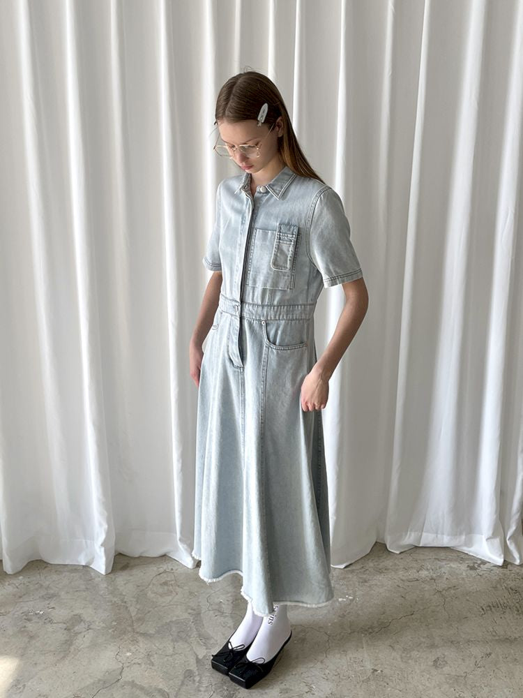 Denim Short Sleeve Work Dress