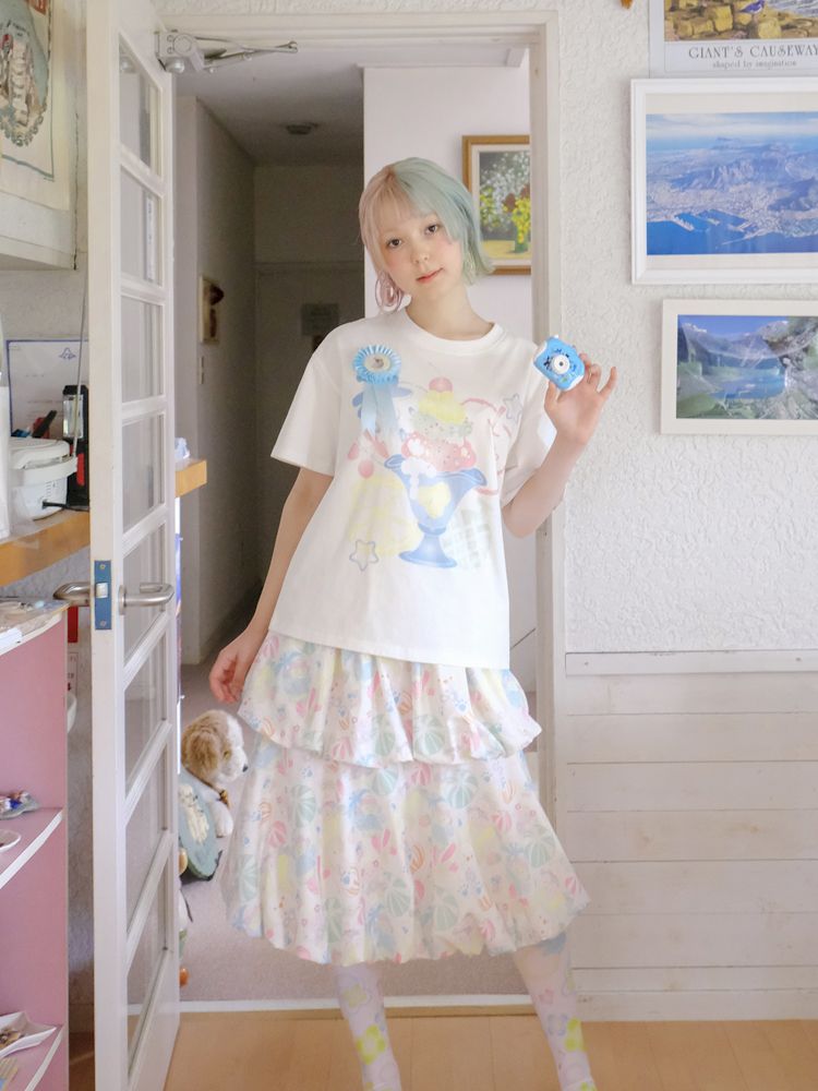 Candy Print Sweet Girl Pod A-line Skirt