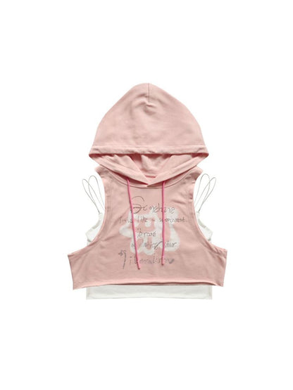 Powder Blue Hooded Sweatshirt Vest