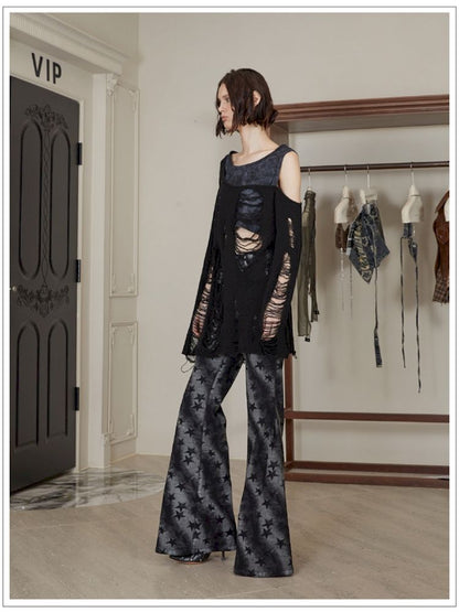 Loose Draped Full Printed Wide Leg Pants