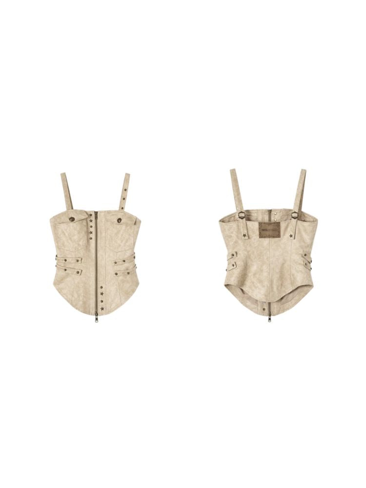 Heavy Suede Waist Corset Camisole