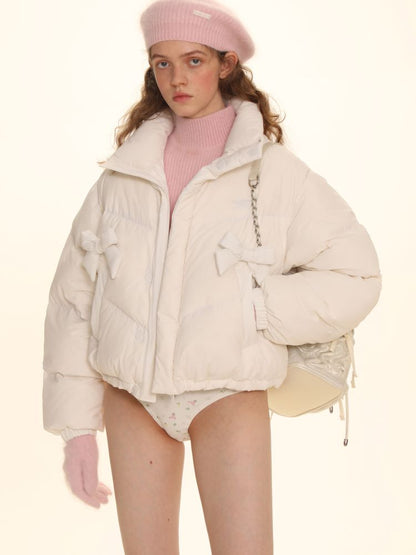 Absorbent bow short down jacket