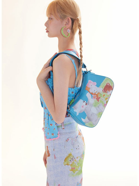 Hundred Illustration Shoulder Crossbody Bag