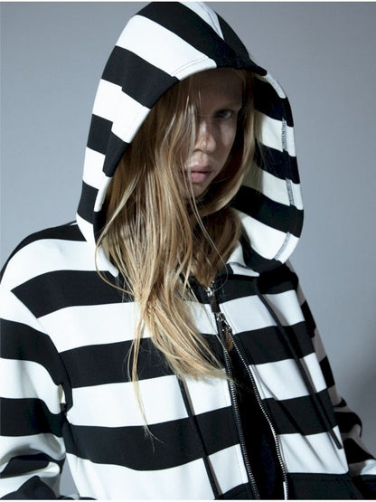 Punk Clashing Stripes Hooded Sweatshirt