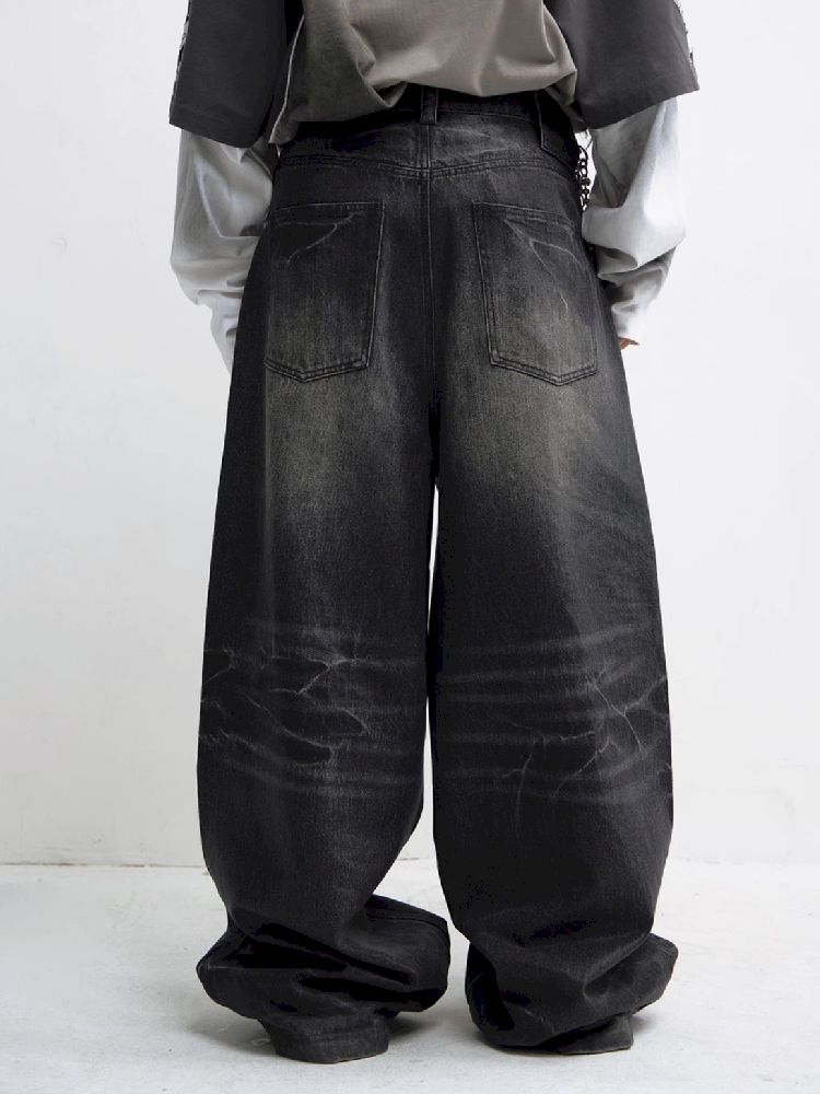 Washed Black Wide Leg Jeans