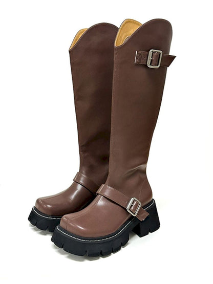 Thick Sole Big Head Western Boots