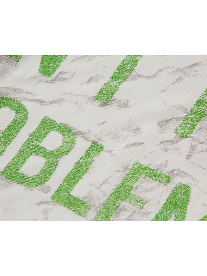 Mottled Green Alphabet All Over Stretch T-Shirt