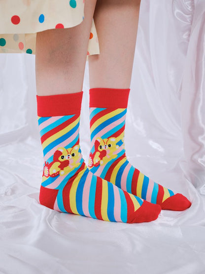 Colourful rainbow day jacquard socks