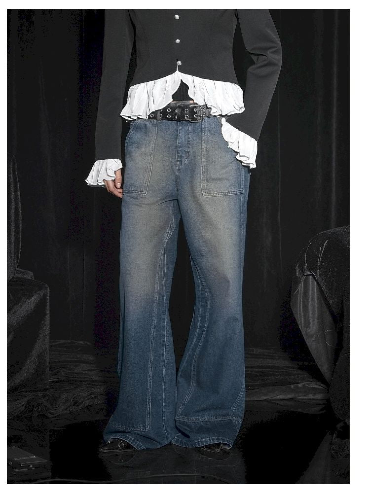 Wide-legged Vintage Skinny Spliced Jeans