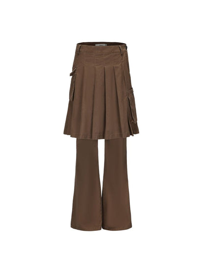 Fake Two Piece Slim Casual Pleated Skirt