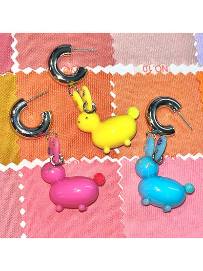 Spooky Colorful Dopamine Rabbit Earrings/Ear Clips