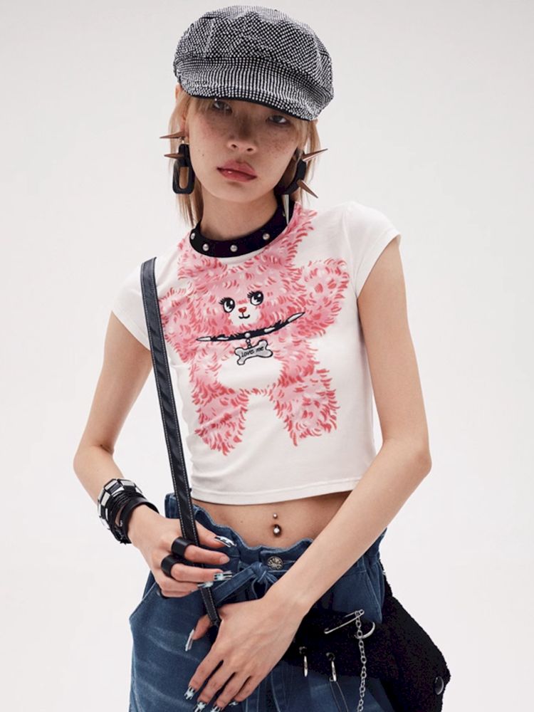 Pink Bunny Print T-Shirt