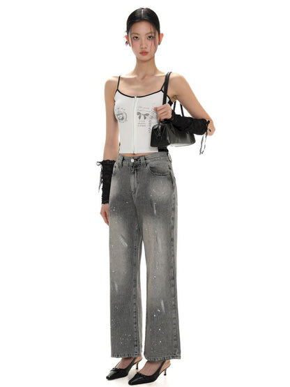 Spray horsebit high waisted nine-minute pants