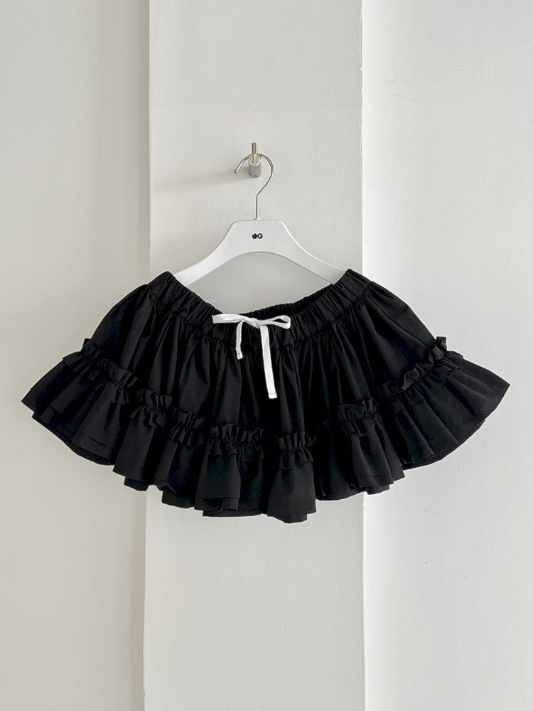 Multi Layered Lace Hem Cotton Skirt