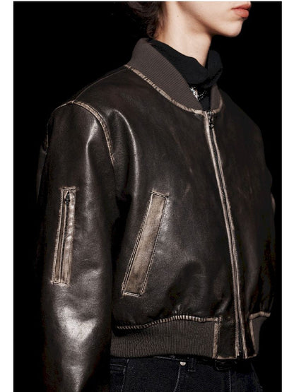 Stream Cotton Aged Leather Jacket