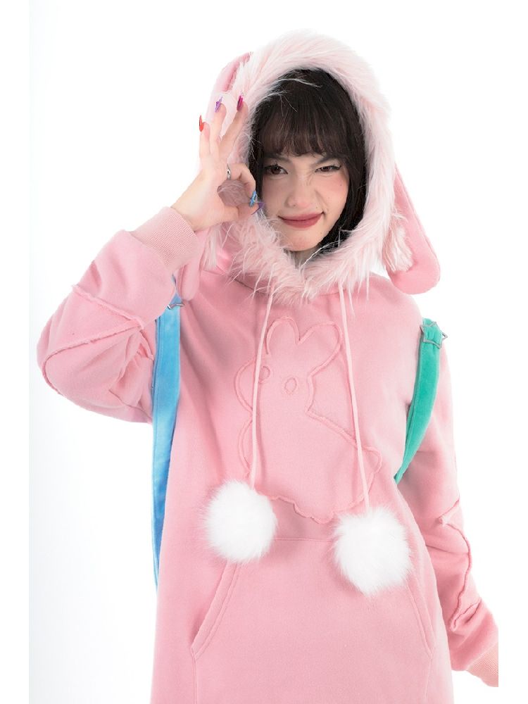 Rabbit Ears Hooded Sweatshirt Dress