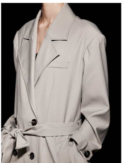 Long double-breasted trench coat