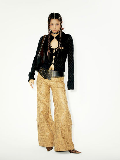 Work Wide Leg Leather Pants