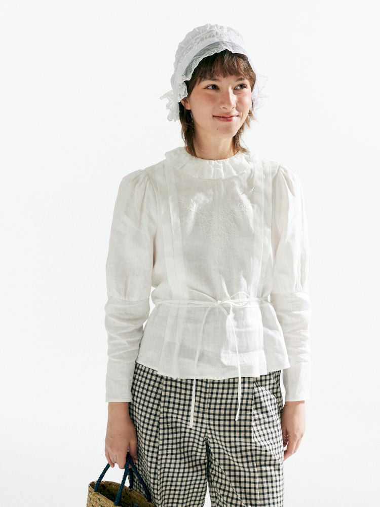 Lamb Leg Sleeve 100% Linen Shirt