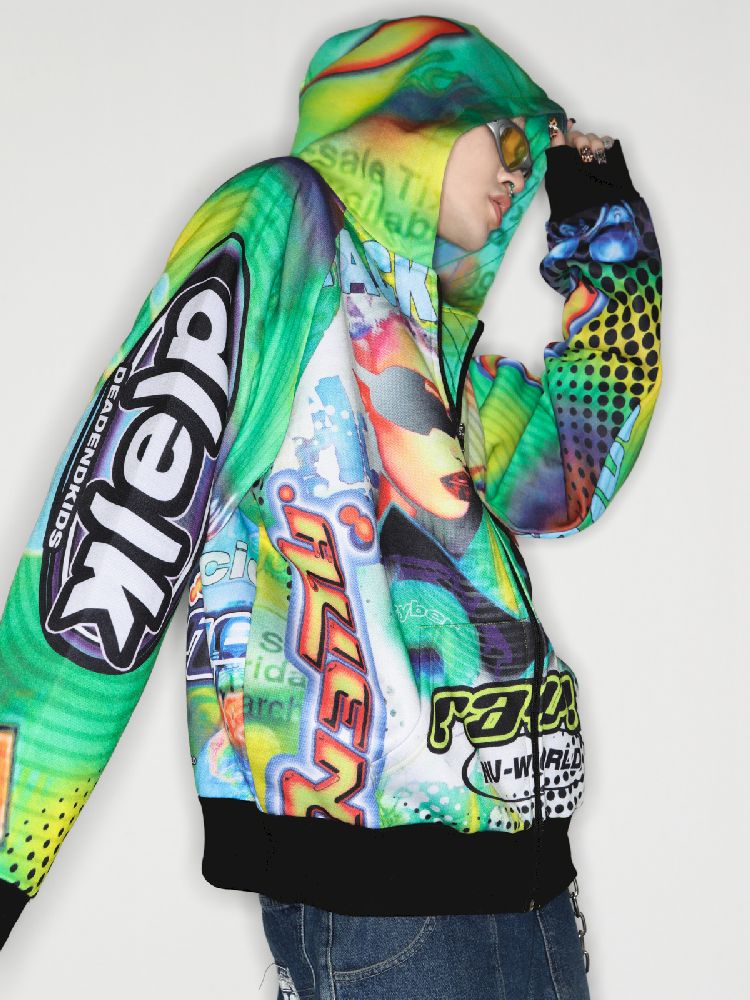 Retro Street Alien Loose Hooded Jacket