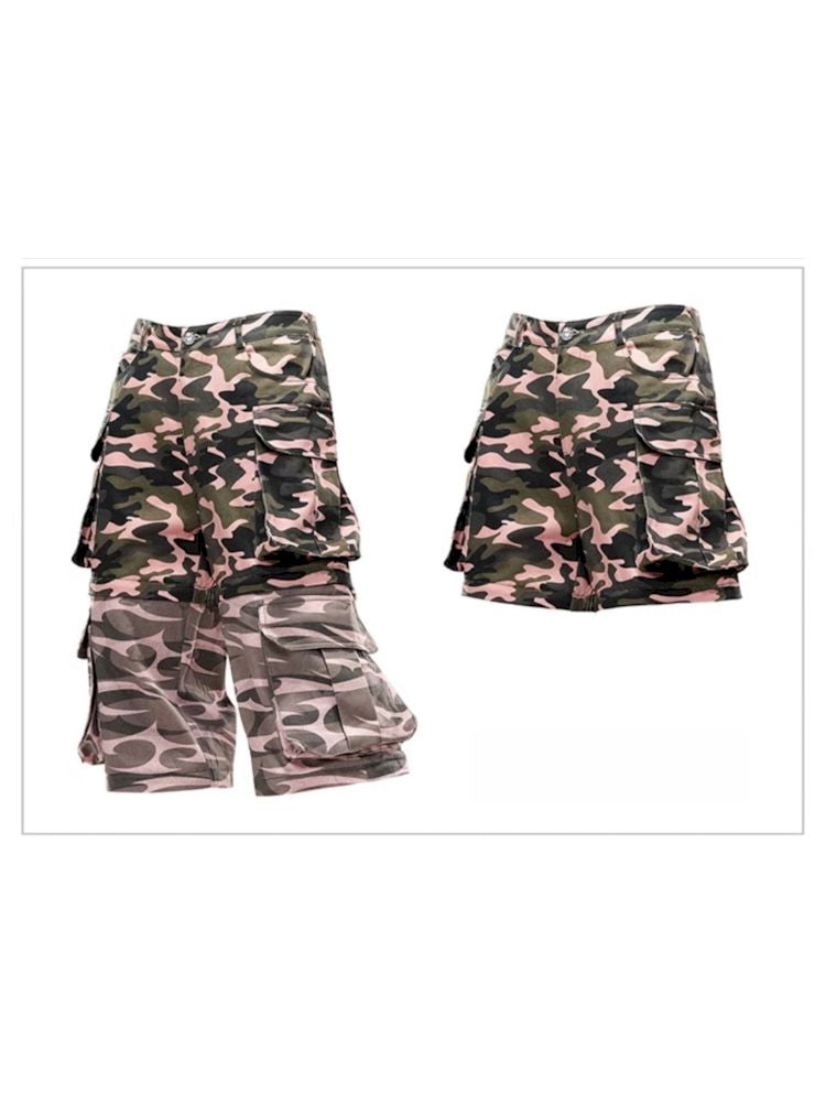 Camouflage-Print abnehmbare Jeans 