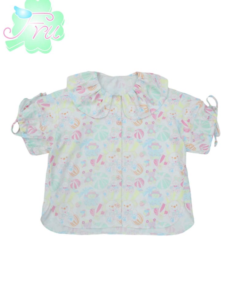 Candy Printed Cute Doll Collar Girl Shirt