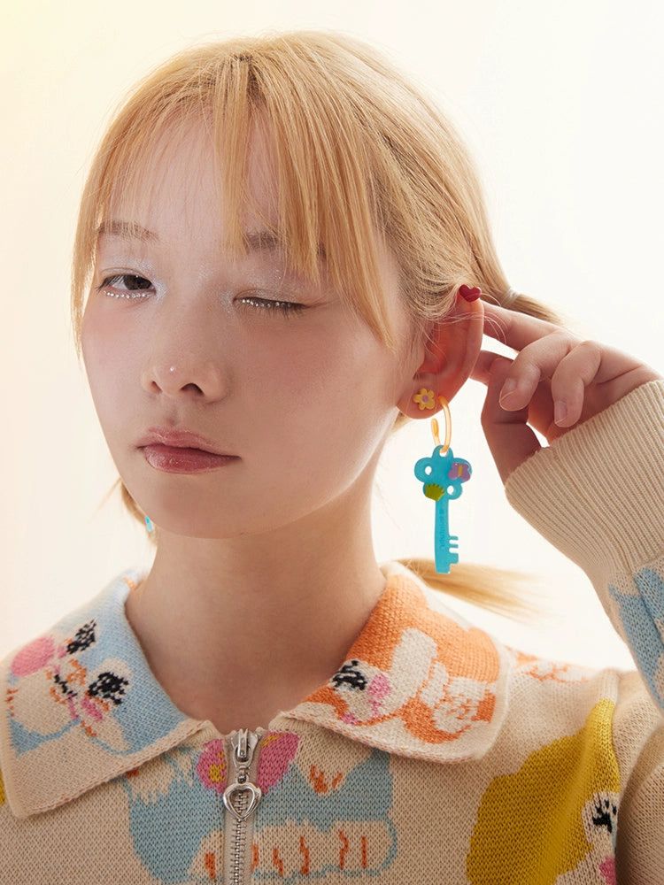 Cute Childish Key Earrings