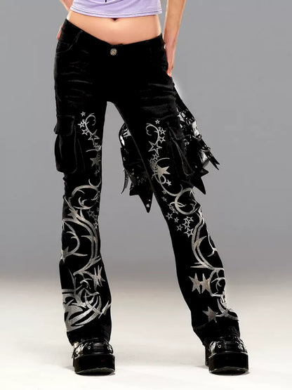 Totem Pentagram Embroidered Jeans