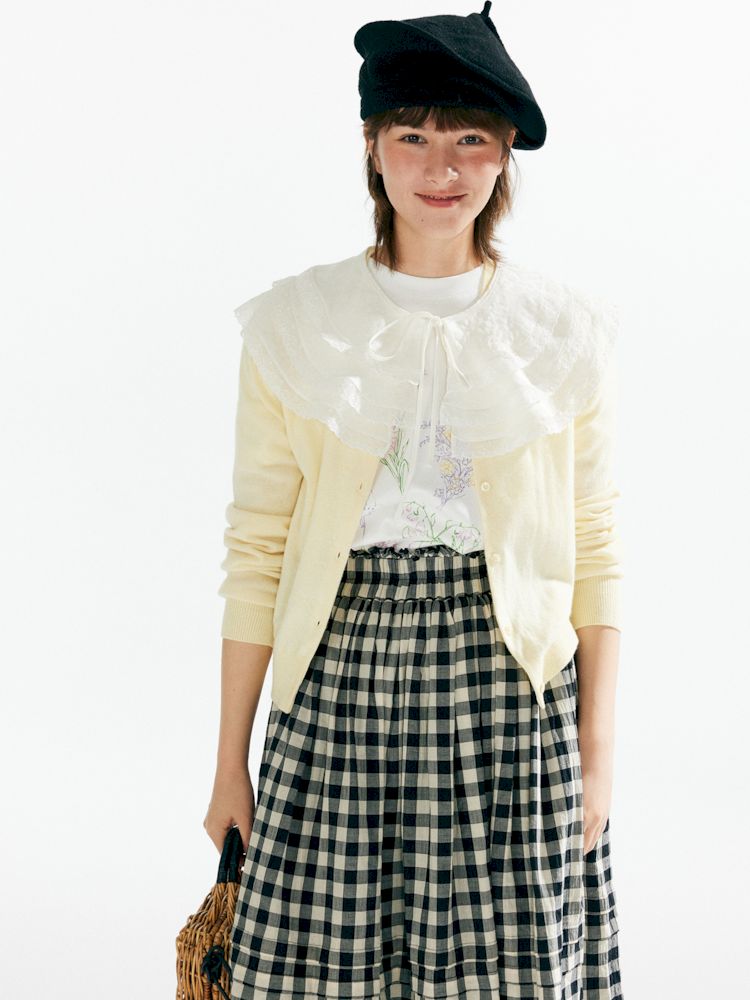 Triple ruffled lace false collar