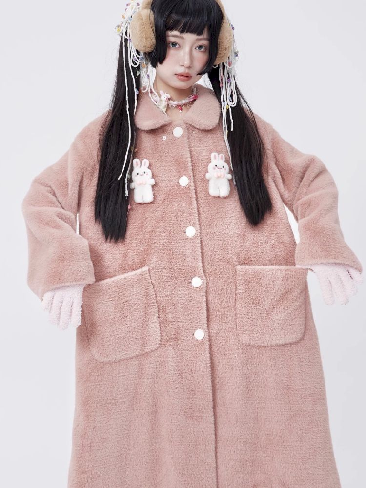 Retro Cute Rabbit Tweed Coat