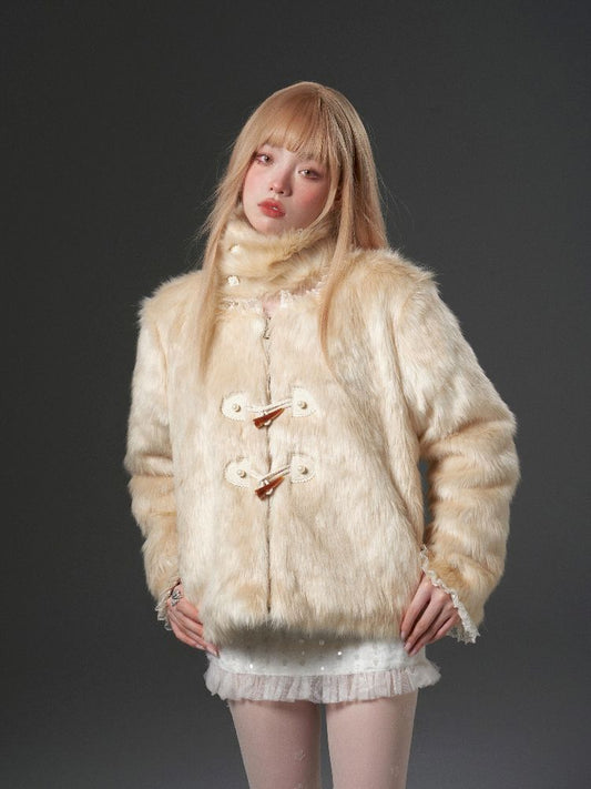 High Collar Detachable Fur Coat