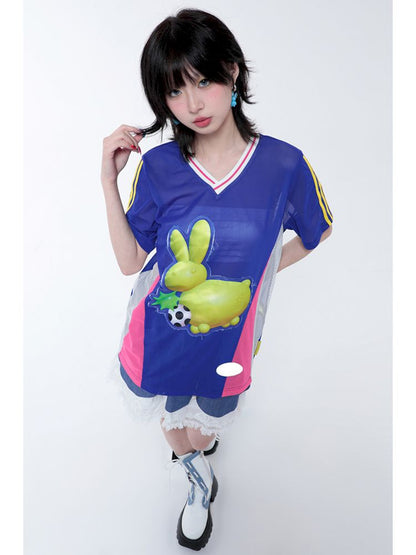 Rabbit Patchwork Short Sleeve Jersey